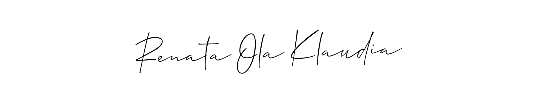 You should practise on your own different ways (Allison_Script) to write your name (Renata Ola Klaudia) in signature. don't let someone else do it for you. Renata Ola Klaudia signature style 2 images and pictures png