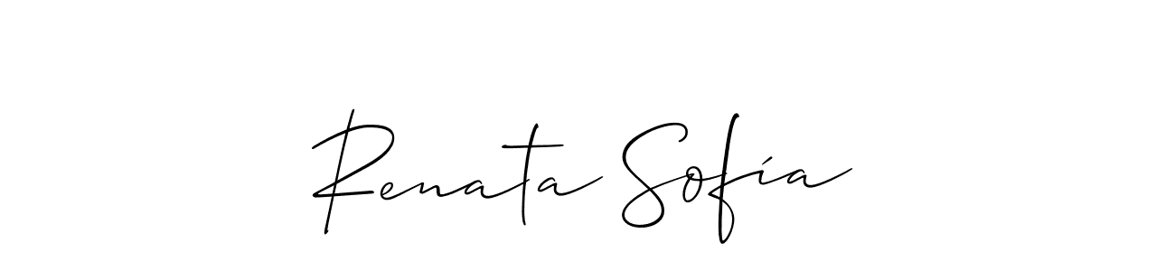 The best way (Allison_Script) to make a short signature is to pick only two or three words in your name. The name Renata Sofía include a total of six letters. For converting this name. Renata Sofía signature style 2 images and pictures png