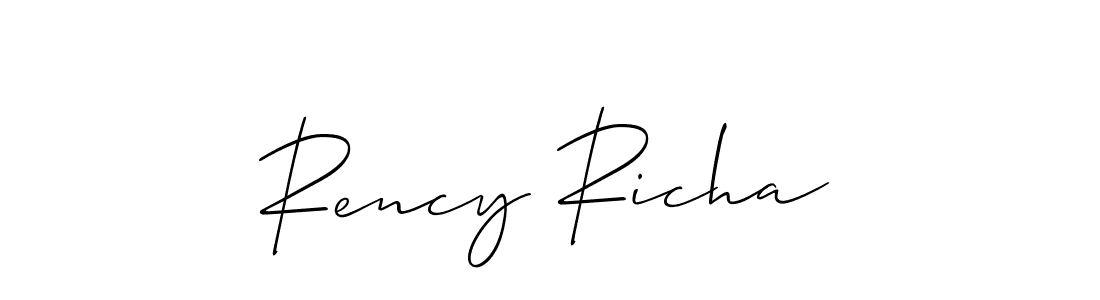 Make a short Rency Richa signature style. Manage your documents anywhere anytime using Allison_Script. Create and add eSignatures, submit forms, share and send files easily. Rency Richa signature style 2 images and pictures png