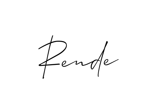 The best way (Allison_Script) to make a short signature is to pick only two or three words in your name. The name Rende include a total of six letters. For converting this name. Rende signature style 2 images and pictures png