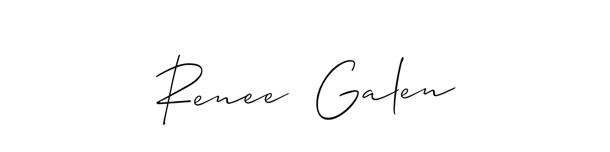 The best way (Allison_Script) to make a short signature is to pick only two or three words in your name. The name Renee  Galen include a total of six letters. For converting this name. Renee  Galen signature style 2 images and pictures png