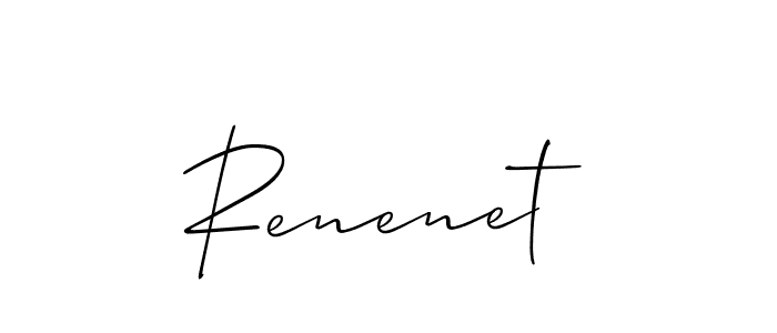 Use a signature maker to create a handwritten signature online. With this signature software, you can design (Allison_Script) your own signature for name Renenet. Renenet signature style 2 images and pictures png