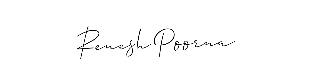 Use a signature maker to create a handwritten signature online. With this signature software, you can design (Allison_Script) your own signature for name Renesh Poorna. Renesh Poorna signature style 2 images and pictures png