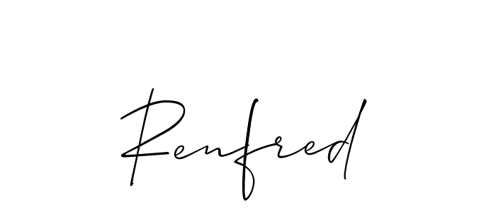 Create a beautiful signature design for name Renfred. With this signature (Allison_Script) fonts, you can make a handwritten signature for free. Renfred signature style 2 images and pictures png