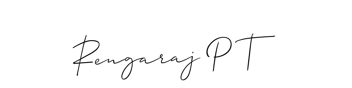 This is the best signature style for the Rengaraj P T name. Also you like these signature font (Allison_Script). Mix name signature. Rengaraj P T signature style 2 images and pictures png