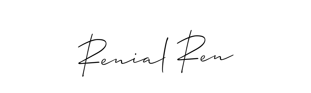 You should practise on your own different ways (Allison_Script) to write your name (Renial Ren) in signature. don't let someone else do it for you. Renial Ren signature style 2 images and pictures png