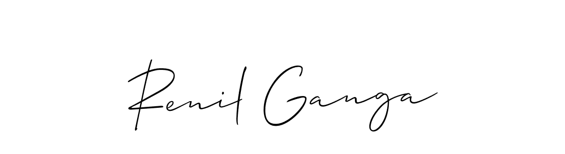 The best way (Allison_Script) to make a short signature is to pick only two or three words in your name. The name Renil Ganga include a total of six letters. For converting this name. Renil Ganga signature style 2 images and pictures png