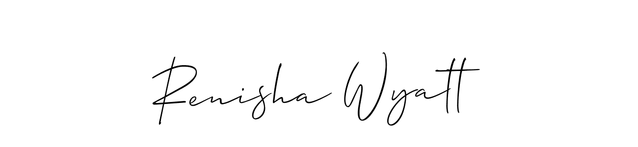 The best way (Allison_Script) to make a short signature is to pick only two or three words in your name. The name Renisha Wyatt include a total of six letters. For converting this name. Renisha Wyatt signature style 2 images and pictures png