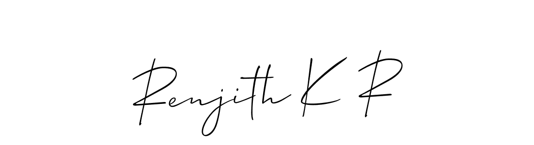 Allison_Script is a professional signature style that is perfect for those who want to add a touch of class to their signature. It is also a great choice for those who want to make their signature more unique. Get Renjith K R name to fancy signature for free. Renjith K R signature style 2 images and pictures png