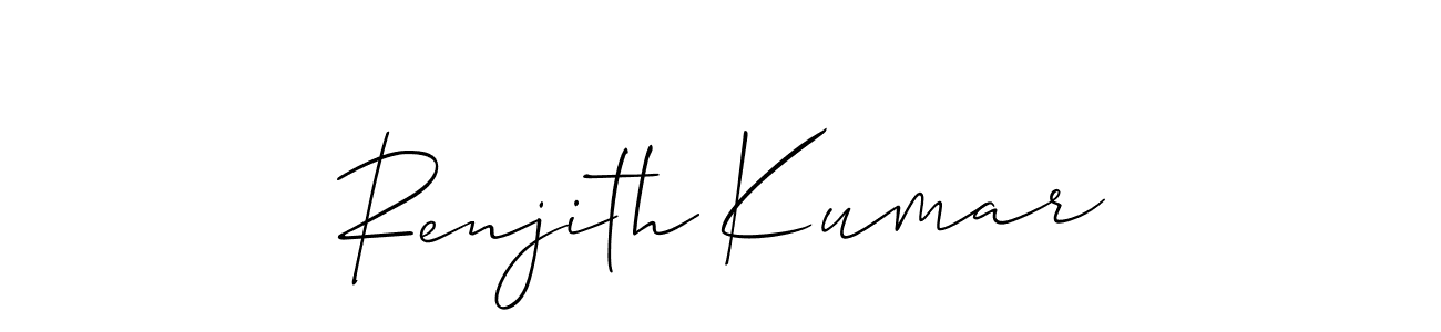 The best way (Allison_Script) to make a short signature is to pick only two or three words in your name. The name Renjith Kumar include a total of six letters. For converting this name. Renjith Kumar signature style 2 images and pictures png
