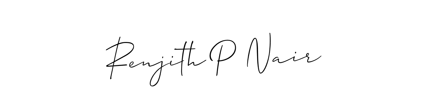 The best way (Allison_Script) to make a short signature is to pick only two or three words in your name. The name Renjith P Nair include a total of six letters. For converting this name. Renjith P Nair signature style 2 images and pictures png