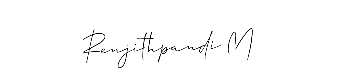 It looks lik you need a new signature style for name Renjithpandi M. Design unique handwritten (Allison_Script) signature with our free signature maker in just a few clicks. Renjithpandi M signature style 2 images and pictures png