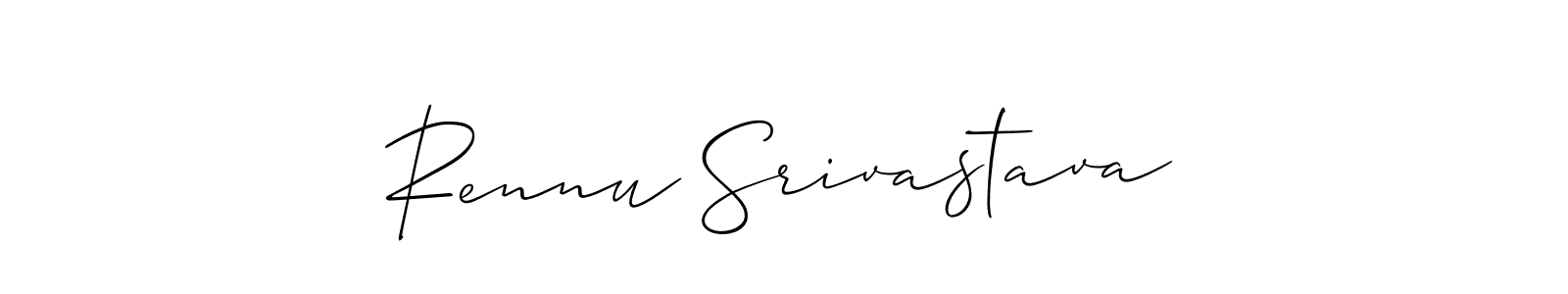 How to make Rennu Srivastava name signature. Use Allison_Script style for creating short signs online. This is the latest handwritten sign. Rennu Srivastava signature style 2 images and pictures png