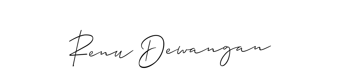 You should practise on your own different ways (Allison_Script) to write your name (Renu Dewangan) in signature. don't let someone else do it for you. Renu Dewangan signature style 2 images and pictures png