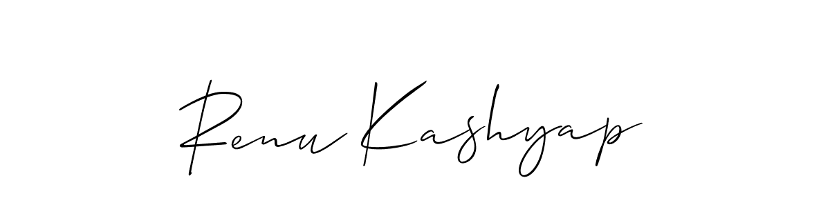 Renu Kashyap stylish signature style. Best Handwritten Sign (Allison_Script) for my name. Handwritten Signature Collection Ideas for my name Renu Kashyap. Renu Kashyap signature style 2 images and pictures png