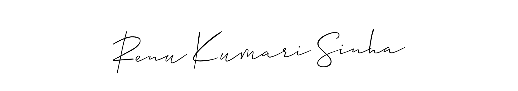 Allison_Script is a professional signature style that is perfect for those who want to add a touch of class to their signature. It is also a great choice for those who want to make their signature more unique. Get Renu Kumari Sinha name to fancy signature for free. Renu Kumari Sinha signature style 2 images and pictures png