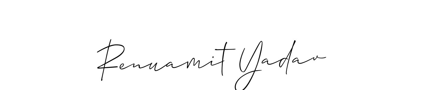 Allison_Script is a professional signature style that is perfect for those who want to add a touch of class to their signature. It is also a great choice for those who want to make their signature more unique. Get Renuamit Yadav name to fancy signature for free. Renuamit Yadav signature style 2 images and pictures png
