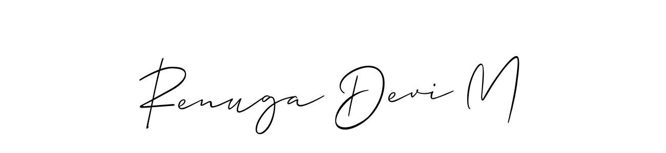 Use a signature maker to create a handwritten signature online. With this signature software, you can design (Allison_Script) your own signature for name Renuga Devi M. Renuga Devi M signature style 2 images and pictures png