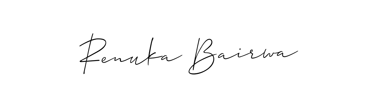 Create a beautiful signature design for name Renuka Bairwa. With this signature (Allison_Script) fonts, you can make a handwritten signature for free. Renuka Bairwa signature style 2 images and pictures png