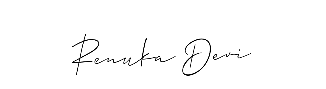 How to make Renuka Devi name signature. Use Allison_Script style for creating short signs online. This is the latest handwritten sign. Renuka Devi signature style 2 images and pictures png