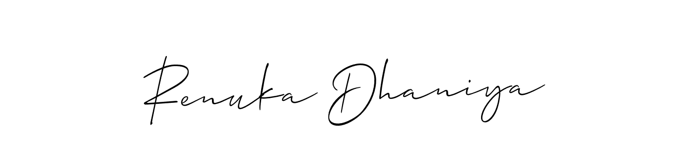 Renuka Dhaniya stylish signature style. Best Handwritten Sign (Allison_Script) for my name. Handwritten Signature Collection Ideas for my name Renuka Dhaniya. Renuka Dhaniya signature style 2 images and pictures png