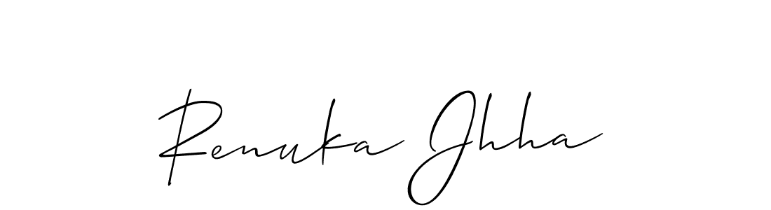 Allison_Script is a professional signature style that is perfect for those who want to add a touch of class to their signature. It is also a great choice for those who want to make their signature more unique. Get Renuka Jhha name to fancy signature for free. Renuka Jhha signature style 2 images and pictures png