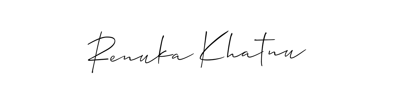 You should practise on your own different ways (Allison_Script) to write your name (Renuka Khatnu) in signature. don't let someone else do it for you. Renuka Khatnu signature style 2 images and pictures png