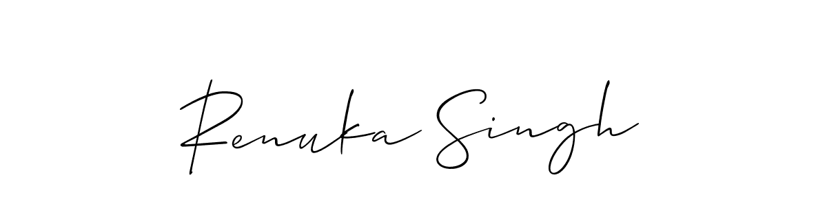 This is the best signature style for the Renuka Singh name. Also you like these signature font (Allison_Script). Mix name signature. Renuka Singh signature style 2 images and pictures png