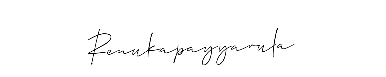 Also You can easily find your signature by using the search form. We will create Renukapayyavula name handwritten signature images for you free of cost using Allison_Script sign style. Renukapayyavula signature style 2 images and pictures png