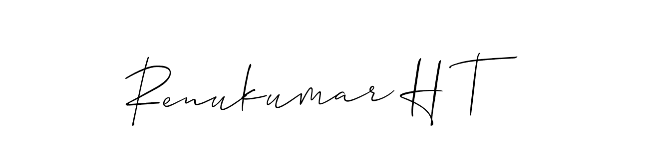 if you are searching for the best signature style for your name Renukumar H T. so please give up your signature search. here we have designed multiple signature styles  using Allison_Script. Renukumar H T signature style 2 images and pictures png