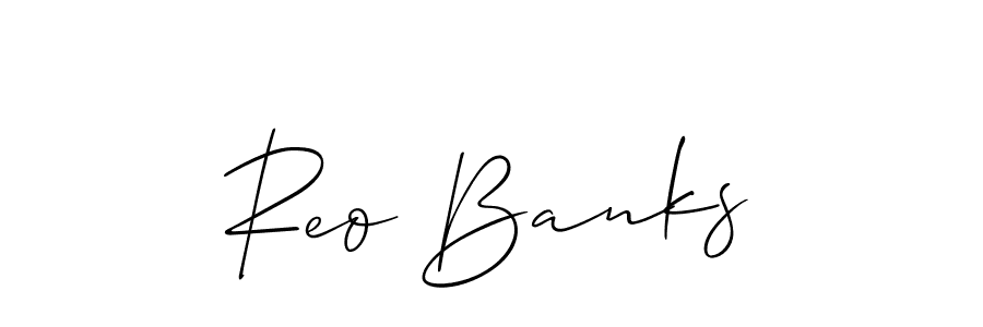 It looks lik you need a new signature style for name Reo Banks. Design unique handwritten (Allison_Script) signature with our free signature maker in just a few clicks. Reo Banks signature style 2 images and pictures png