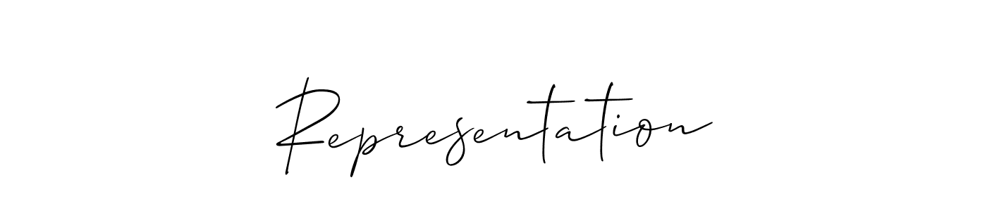 Make a beautiful signature design for name Representation. With this signature (Allison_Script) style, you can create a handwritten signature for free. Representation signature style 2 images and pictures png