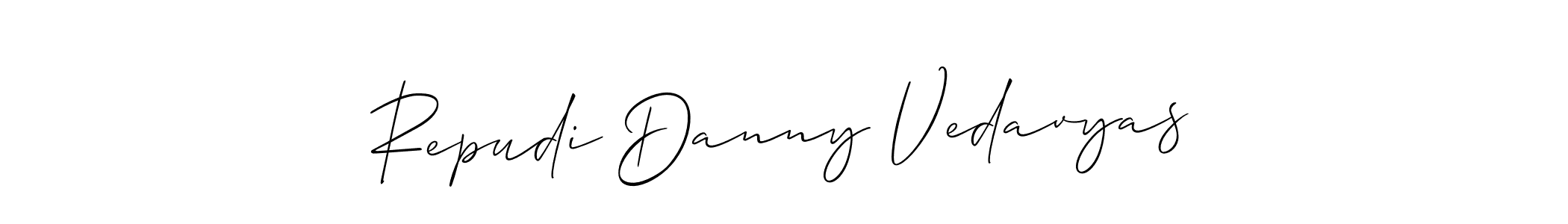 Similarly Allison_Script is the best handwritten signature design. Signature creator online .You can use it as an online autograph creator for name Repudi Danny Vedavyas. Repudi Danny Vedavyas signature style 2 images and pictures png