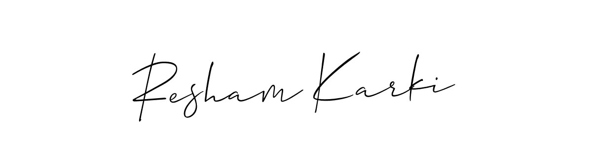 How to make Resham Karki name signature. Use Allison_Script style for creating short signs online. This is the latest handwritten sign. Resham Karki signature style 2 images and pictures png