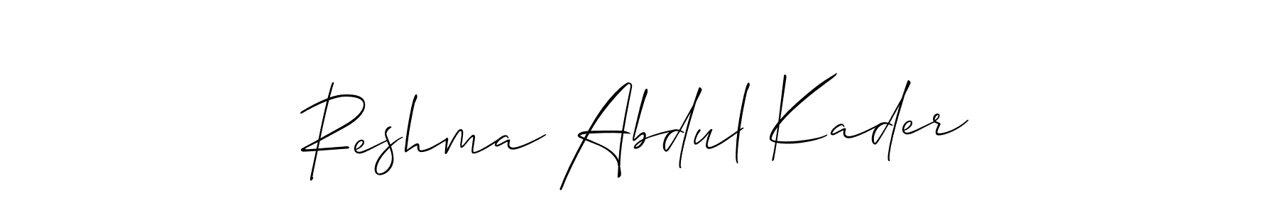 Also You can easily find your signature by using the search form. We will create Reshma Abdul Kader name handwritten signature images for you free of cost using Allison_Script sign style. Reshma Abdul Kader signature style 2 images and pictures png