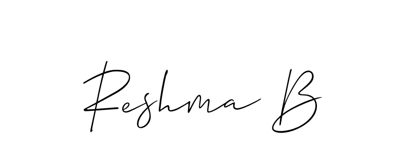 Reshma B stylish signature style. Best Handwritten Sign (Allison_Script) for my name. Handwritten Signature Collection Ideas for my name Reshma B. Reshma B signature style 2 images and pictures png