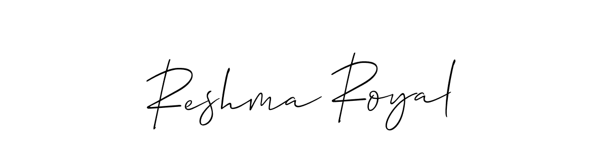 How to make Reshma Royal name signature. Use Allison_Script style for creating short signs online. This is the latest handwritten sign. Reshma Royal signature style 2 images and pictures png