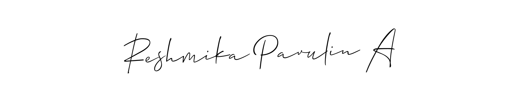 if you are searching for the best signature style for your name Reshmika Pavulin A. so please give up your signature search. here we have designed multiple signature styles  using Allison_Script. Reshmika Pavulin A signature style 2 images and pictures png