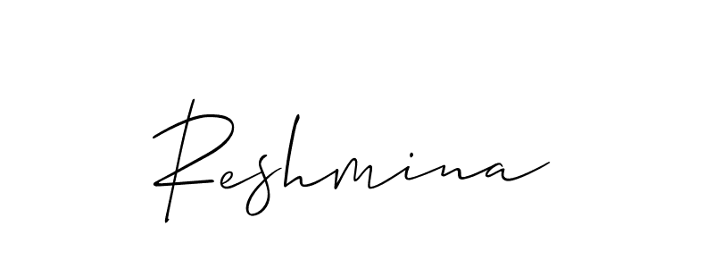 Use a signature maker to create a handwritten signature online. With this signature software, you can design (Allison_Script) your own signature for name Reshmina. Reshmina signature style 2 images and pictures png