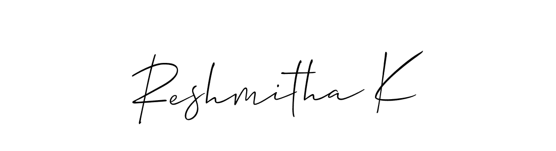 Design your own signature with our free online signature maker. With this signature software, you can create a handwritten (Allison_Script) signature for name Reshmitha K. Reshmitha K signature style 2 images and pictures png