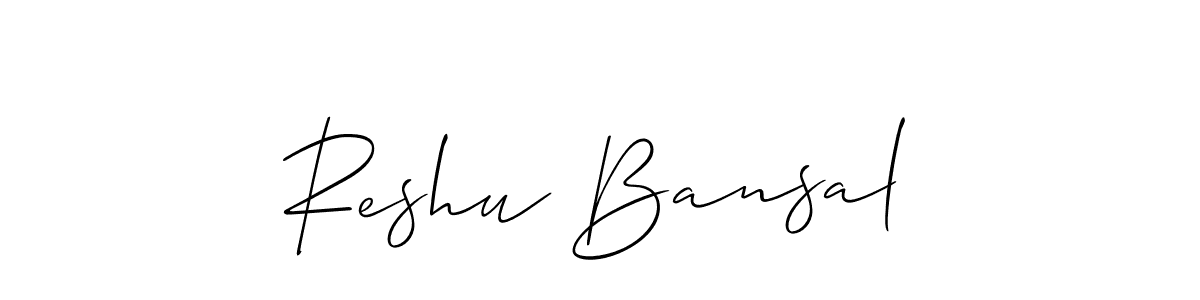 It looks lik you need a new signature style for name Reshu Bansal. Design unique handwritten (Allison_Script) signature with our free signature maker in just a few clicks. Reshu Bansal signature style 2 images and pictures png