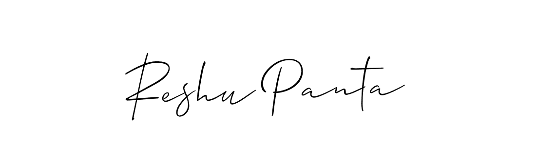 Make a beautiful signature design for name Reshu Panta. With this signature (Allison_Script) style, you can create a handwritten signature for free. Reshu Panta signature style 2 images and pictures png