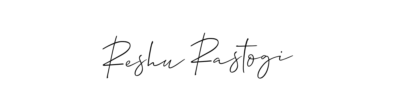 How to make Reshu Rastogi name signature. Use Allison_Script style for creating short signs online. This is the latest handwritten sign. Reshu Rastogi signature style 2 images and pictures png