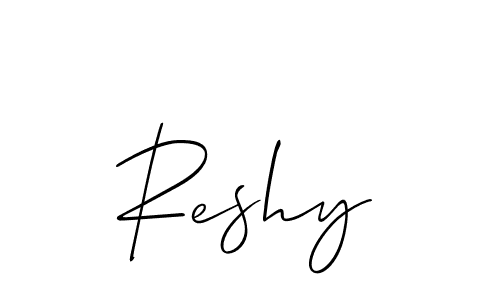 It looks lik you need a new signature style for name Reshy. Design unique handwritten (Allison_Script) signature with our free signature maker in just a few clicks. Reshy signature style 2 images and pictures png