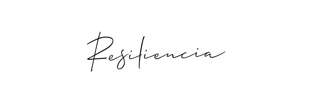 Design your own signature with our free online signature maker. With this signature software, you can create a handwritten (Allison_Script) signature for name Resiliencia. Resiliencia signature style 2 images and pictures png