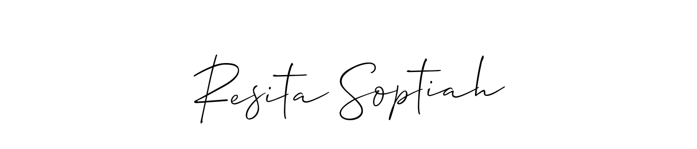 Make a beautiful signature design for name Resita Soptiah. With this signature (Allison_Script) style, you can create a handwritten signature for free. Resita Soptiah signature style 2 images and pictures png