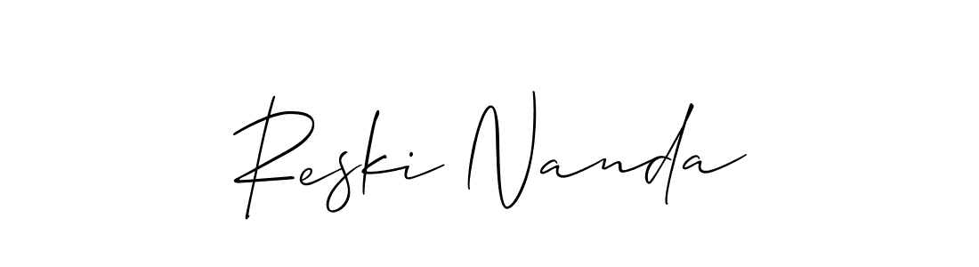 How to make Reski Nanda name signature. Use Allison_Script style for creating short signs online. This is the latest handwritten sign. Reski Nanda signature style 2 images and pictures png