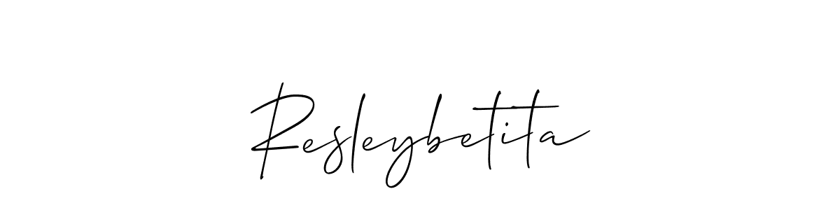 How to make Resleybetita name signature. Use Allison_Script style for creating short signs online. This is the latest handwritten sign. Resleybetita signature style 2 images and pictures png