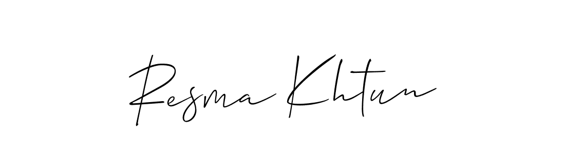 Similarly Allison_Script is the best handwritten signature design. Signature creator online .You can use it as an online autograph creator for name Resma Khtun. Resma Khtun signature style 2 images and pictures png