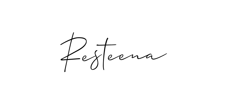 Also You can easily find your signature by using the search form. We will create Resteena name handwritten signature images for you free of cost using Allison_Script sign style. Resteena signature style 2 images and pictures png